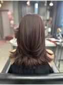 ボブからの伸ばしかけレイヤー×秋たっぷりボルドーカラー
