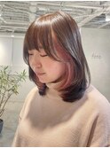 インナーカラー ココアベージュ 小顔レイヤーカット