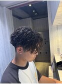 フェザーマッシュツイストパーマソフトツーブロックコンマヘア