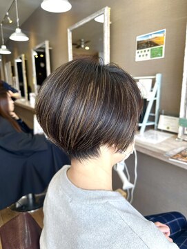 ヘアーメイクロージー 八軒店 (HAIR MAKE ROSY) インナーカラーショートカットシュートボブハイライトメッシュ