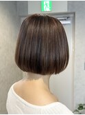 白髪ぼかしハイライト/船橋/くすみベージュ/細めハイライト