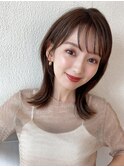 イメチェン美髪外ハネボブミディアムストレート寒色系カラー
