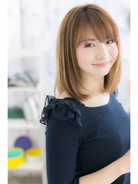 ミック ヘアアンドメイク アップ 駒込店(miq Hair&Make up) 斜めバング艶カラー美人髪ナチュラルストレート