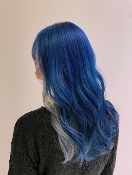 アース コアフュールボーテ 川中島店(EARTH coiffure beaute) ネイビーブルーダブルカラーフェイスフレーミング