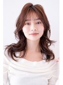 20代30代かわいい/顔まわりレイヤー/ワンホンヘアー/ブラウン