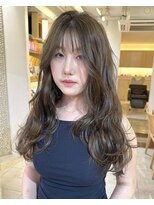 ヘアラウンジ ビーチ 青山 外苑前(hair lounge BEACH) ブリーチなしオリーブベージュロングレイヤーシースルーバング