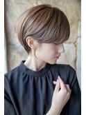 大人可愛い20代30代40代黒髪前下がりひし形小顔ボブ丸みショート