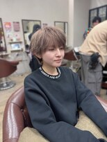 ハピネス 王寺店(Happiness)&nbsp;中性マッシュ 中性ヘア 中性ウルフ ブリーチなし ミルクティー