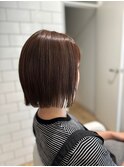 切りっぱなしボブ×ピンクベージュ【稲毛】