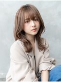 大人かわいい前髪セシルカットココアブラウンフリンジウェーブ