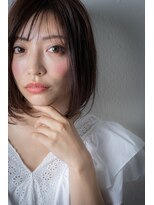 カバーヘア ブリス 北浦和(COVER HAIR bliss)&nbsp;ミルクティーカラー前下がり小顔ワンカールロブv北浦和30代40代