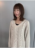 ブリーチなしベージュカラーミディアムぱつっとボブ姫カット