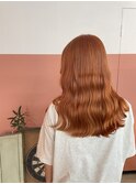 ケアブリーチオレンジベージュ顔まわりレイヤーカット韓国ヘア