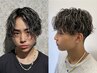 メンズカット＋各種パーマ＋ホワイトメッシュ[天神赤坂/メンズブリーチ/眉毛]