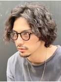名古屋名駅スパイラルパーマメンズセンターパートウルフ