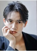 韓国マッシュフェザーパーマニュアンスパーマセンターパート黒髪