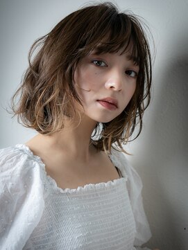 カバーヘアアンドスパ ブリス 浦和(COVER HAIR&SPA bliss) イヤリングカラー大人可愛いゆるふわハッシュボブz浦和20代30代
