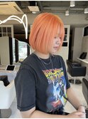 アプリコットオレンジ/オレンジベージュ/ダブルカラー/ボブ