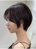 表参道白髪ぼかしハイライトくびれショートボブグレーベージュ