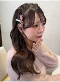 ダブルカラー内巻きロングヘアバタフライカットおくれ毛カット◎