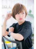 大人ガーリー◎暖色系カラーナチュラルマッシュショートc1
