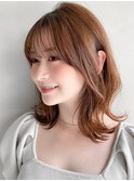 ショコラベージュ ボブルフ  ベビーバング カール くびれヘア