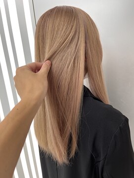 ルートエイチ 市川(Root H) 前髪マチルダボブピンクベージュインナーグレージュ