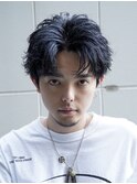 渋谷フェザーショートニュアンスパーマアップバングショート