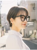 ショート　チェリーブラウン　デジタルパーマ　丸型　卵型　四角
