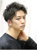 ツイストスパイラルパーマツーブロックアップバングバーバー床屋