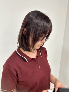 ビーグレイス シモエド店 顔周りレイヤーボブ×20代柔らかダークブラウン
