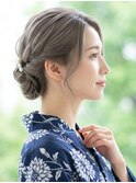【30代】浴衣髪型・知的ツイストシニヨン×透明感グレージュ