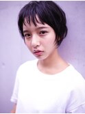 【涼しげヘア】ミニボブ×透明感&抜け感ジグザグバング