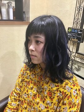 サムブリッジ(SOMEBRIDGE) ☆アシメバング、ハイライトネイビーカラー★(SOMEBRIDGE 亀有)