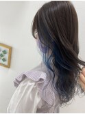 インナーブルーカラー　髪質改善　透明感カラー　ミディアム