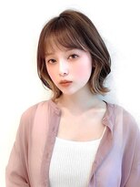 ボブウルフ外国人風カラー韓国ツヤカラー透明感20代ぱつっとボブ