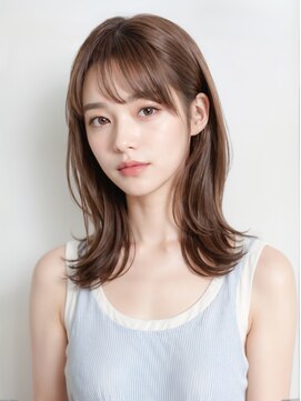 ローレンジウ(LOREN JU) レイヤー髪質改善ベージュダブルカラーミルクティーグレージュ