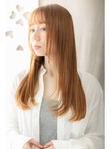 透明感オレンジベージュ姫カットレイヤーロングZ上尾20代30代