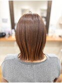 切りっぱなしボブ×オレンジブラウン