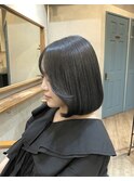 星華,黒髪,ボブルフ,ネビージュ,小顔,ワンレン