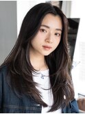 伸ばしかけロングレイヤーカット毛先パーマ顔周りカット