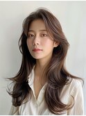 美髪レイヤー韓国風髪質改善カラーロングヘア
