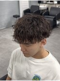 波巻きシャドウパーマルーズパーマメンズショートツーブロック柏