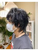 メンズショートウルフパーマ×インナーカラー/氏川洸希
