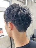 メンズ/アップバング/ツーブロックマッシュ/束感ショート波巻き