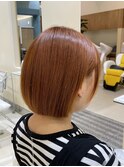 ナチュラルストレート×ボブ×オレンジカラー