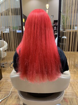 ユニックス イオンモール柏店(UNIX) 【ブリーチカラー♪】ロングヘア×ハイトーンカラーレッド