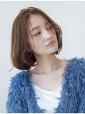 チョコグレージュ/20代30代大人かわいい/ミディアムレイヤー