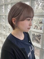 サンクプロジェクト(cinq PROJECT) ミディアムピンクブラウンレイヤーカットヘーゼルマロンベージュ