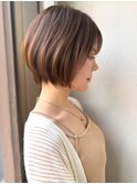 艶髪ココアベージュ×ひし形ショートボブ大人可愛いp越谷